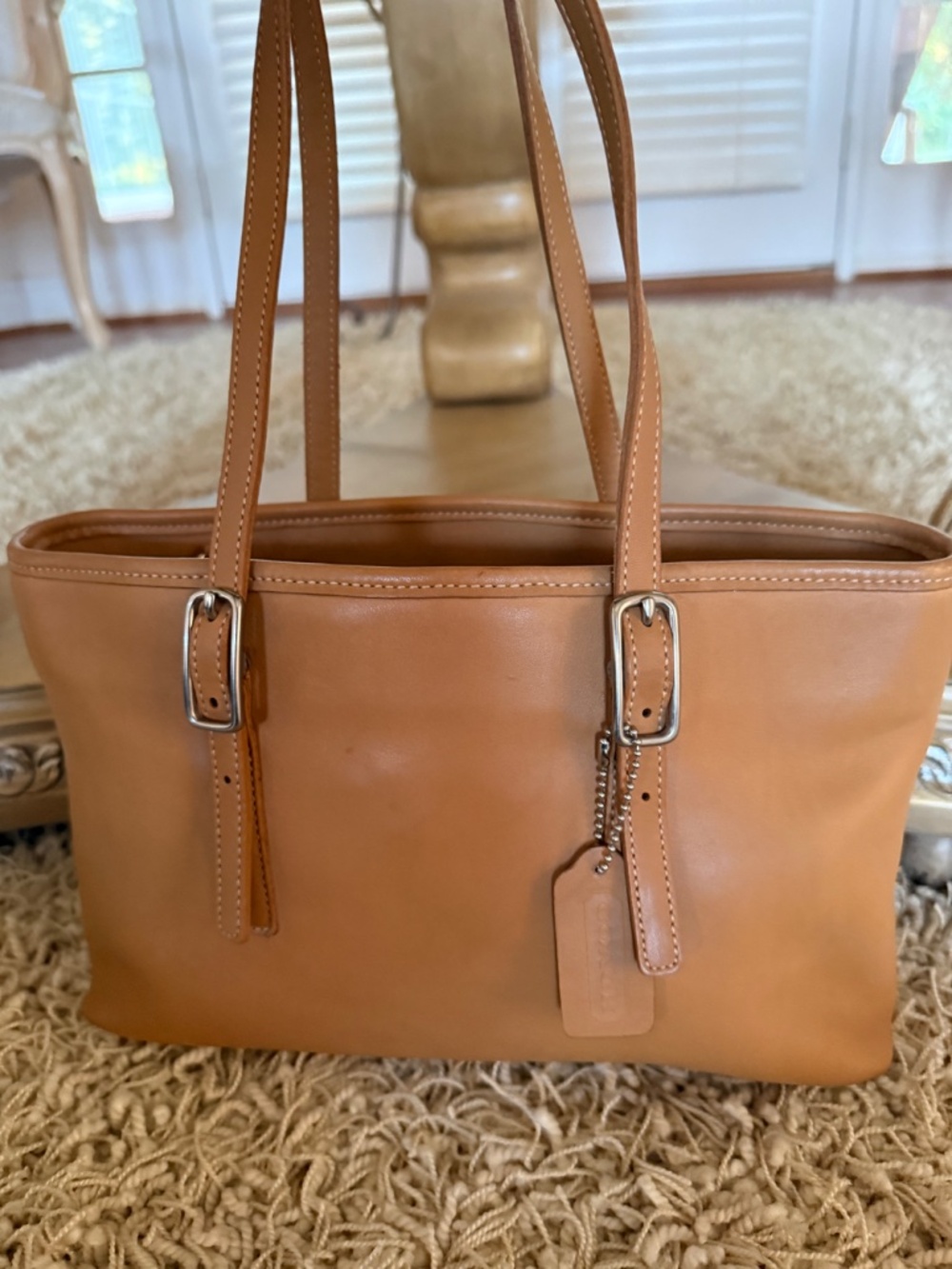 Vintage Coach Legacy Classic Shopper 9813 Tan Leather Bag Mini Tote Hang Tag